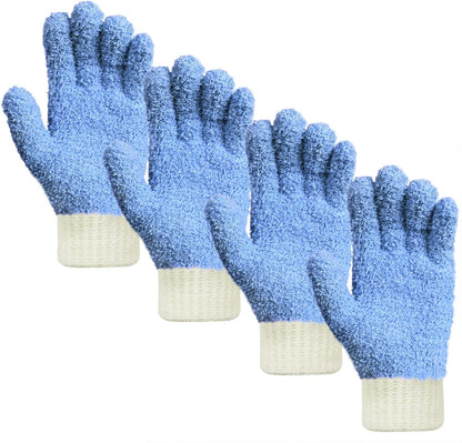 MIG4U Microfiber Dusting Gloves House Cleaning Glove for Blinds, Windows, Shutters, Furniture, and Car, Reusable Lint-Free Blue 1 Pair S/M