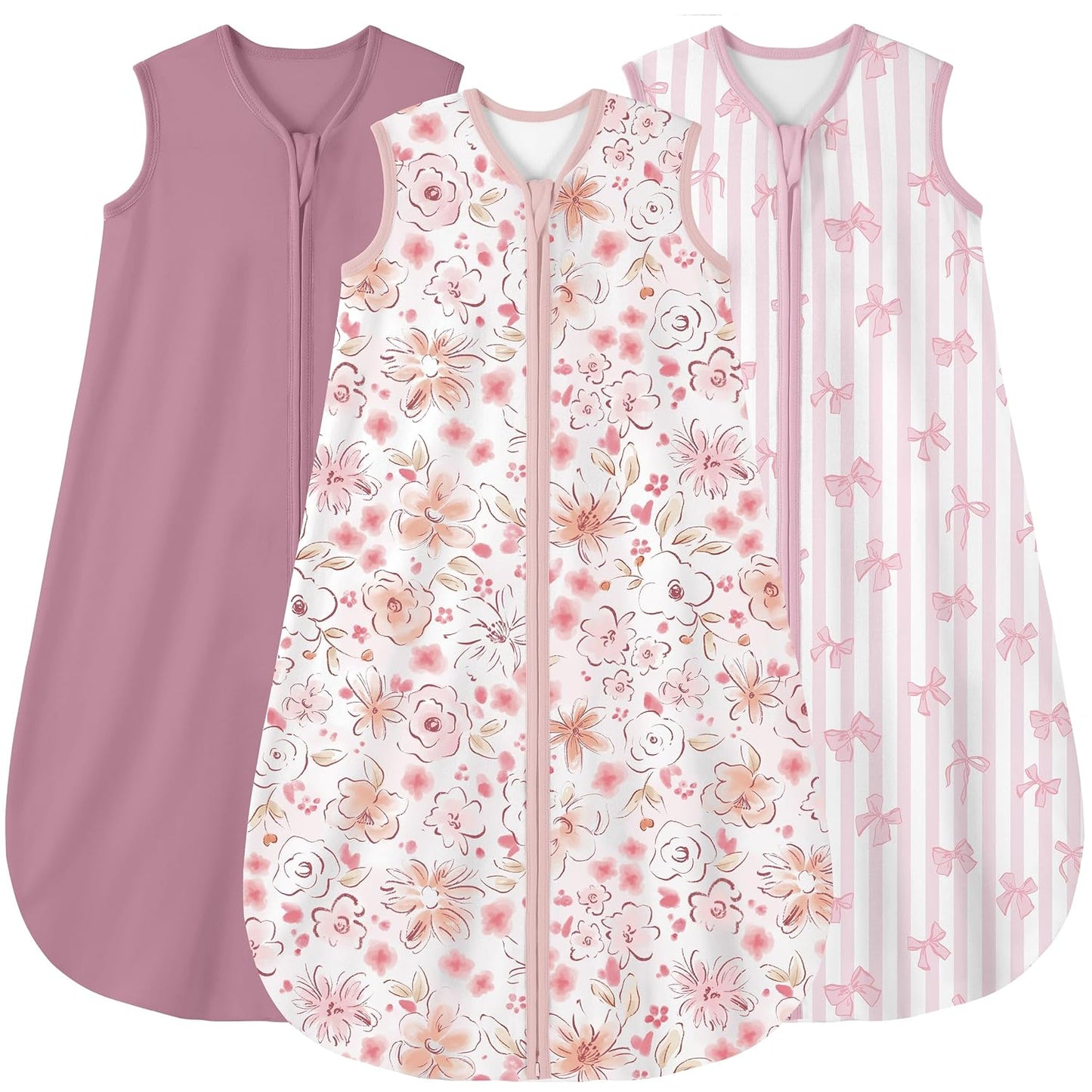 Yoofoss Baby Sleep Sack 0-6 Months Wearable Blanket for Babies 100% Organic Cotton 2-Way Zipper TOG 0.5 Toddler Sleeping Sack 3 Pack, Sleep Sacks