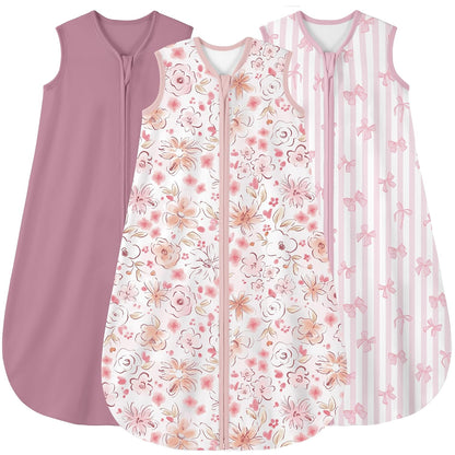 Yoofoss Baby Sleep Sack 0-6 Months Wearable Blanket for Babies 100% Organic Cotton 2-Way Zipper TOG 0.5 Toddler Sleeping Sack 3 Pack, Sleep Sacks
