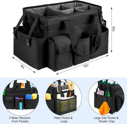 Cleaning Caddy Bag,Large Cleaning Supplies Organizer with Handle for Housekeepers,Purple
