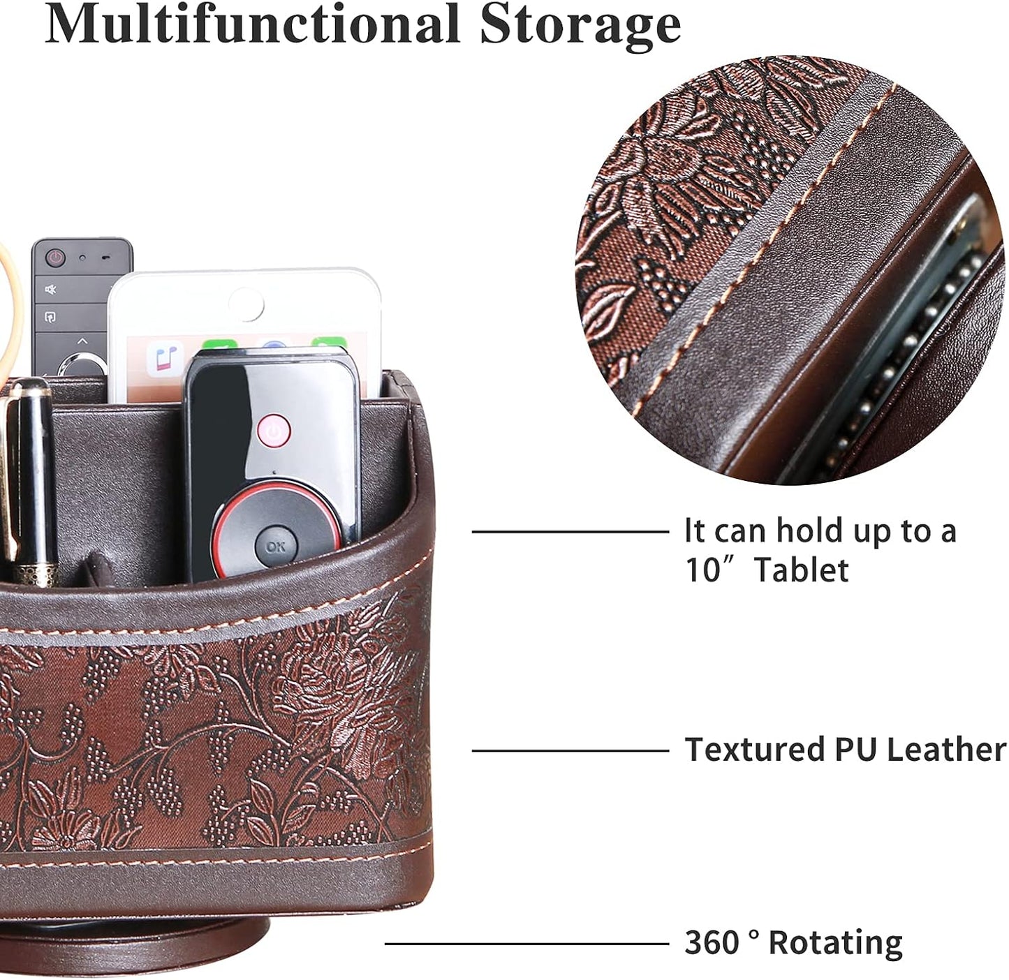 360° Rotatable Remote Control Holder,TV Remote Caddy for Nightstand Table