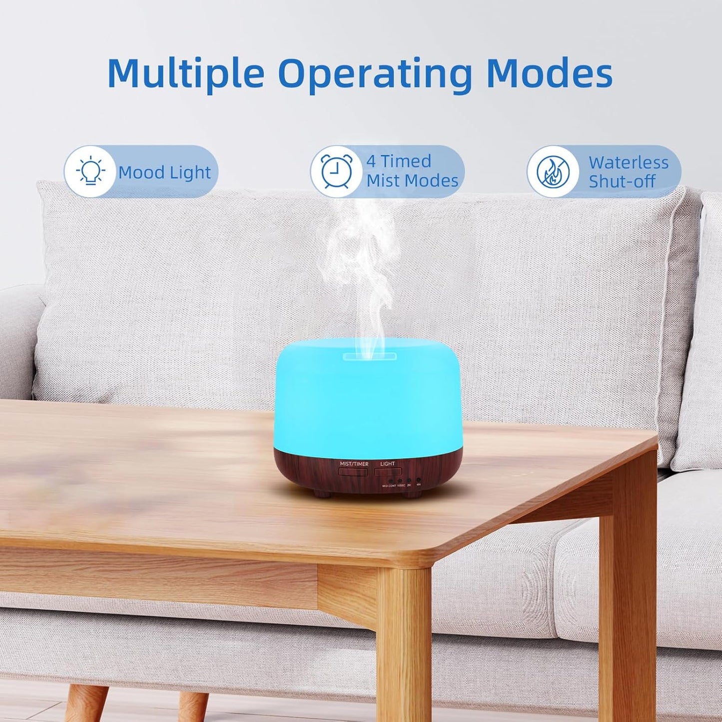 SPLITSKY 300ml Ultrasonic Essential Oil Diffuser with Remote Control | 7-color LED lighting, 2 mist modes, 2H and 4H timers, and waterless auto shut-off for bedrooms, desks and offices.