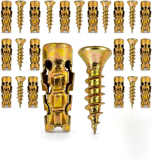 6×14mm Short Expansion Screw Set for Cabinet Hinge Repair & Stripped Thread Restoration,Secure Cabinet Door Fastening, Suitable for Tile Stone Wood and More (30pcs)