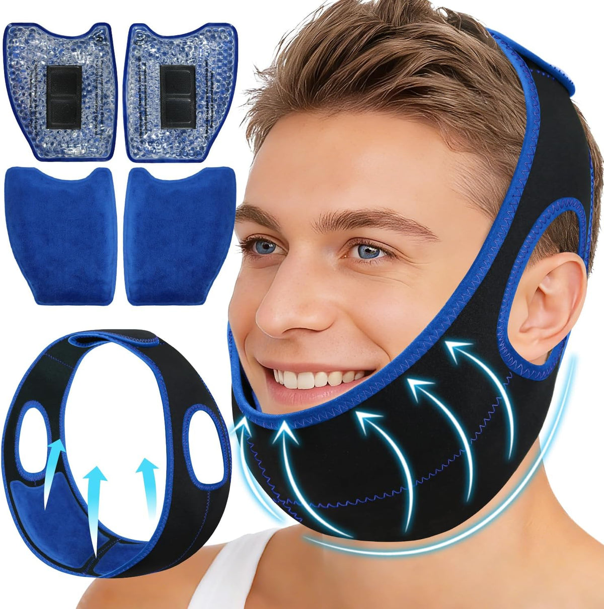 Wisdom Teeth Ice Pack Head Wrap Jaw Face Ice Pack with 4 Gel Packs