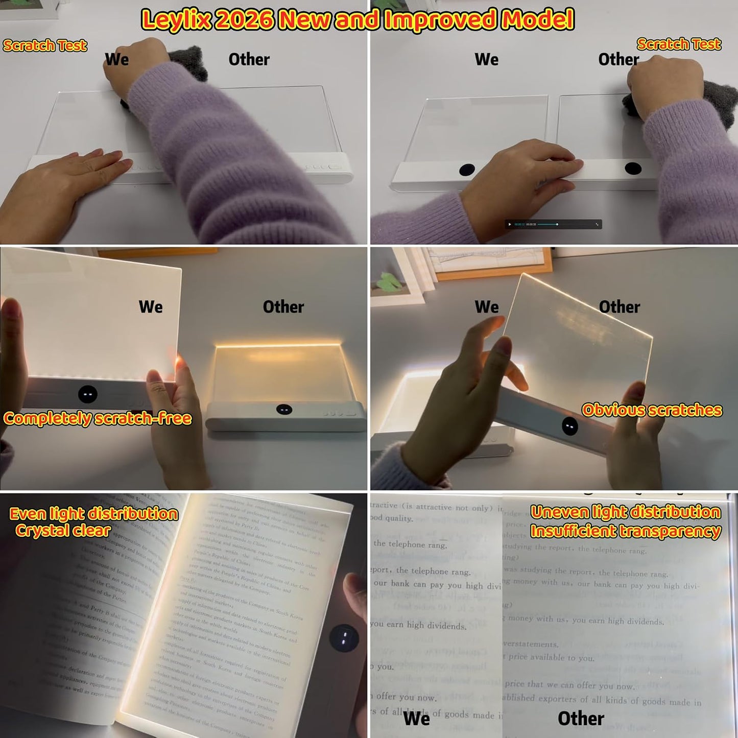 XL LED Flat Book Light for Reading at Night in Bed, Matte Pink | Eye-Caring Page Illuminator 3 Color Temperatures Stepless Dimmable USB Rechargeable, Portable Flat Panel Lamp with Soft