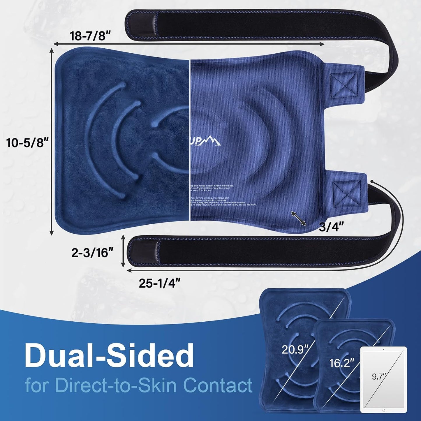 APEXUP Ice Pack for Knee Pain Relief, Large Reusable Wrap After Surgery, Flexible Gel Cold Pack for Injuries, Pain Relief for Back, Shoulder, Elbow, Ankle and Leg (Blue, L, 1PK)