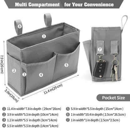 Bseash Bunk Bed Organizer, Bedside Caddy Hanging Bed Organizer Storage Bag 8 Pockets, for College Dorm Rooms Bed, Hospital Bed, Baby Bed Rails, 600D Oxford Cloth