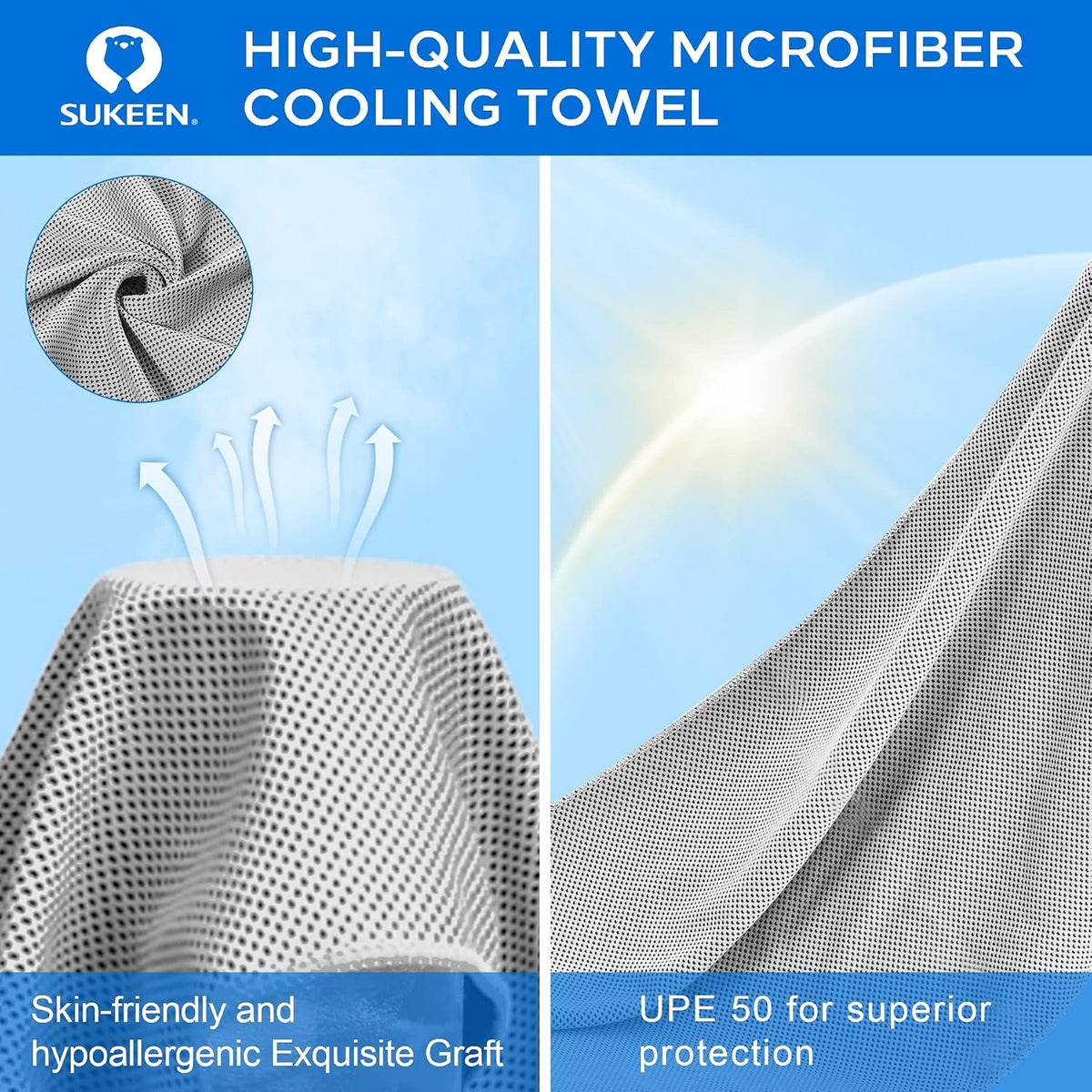 Sukeen 4 Pack Cooling Towels (40"x 12"), Cooling Neck Wraps, Soft Ice Towel