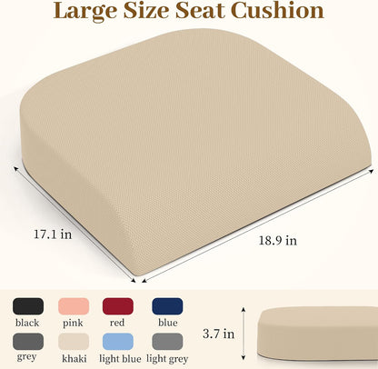 TranquilRelax Memory Foam Seat Cushion for Office Chair, 3-Inch, Black | Medium-firm Support for Long Sitting, Washable Mesh Cover, Non-slip Base, Perfect for Car Seats & Short Drivers