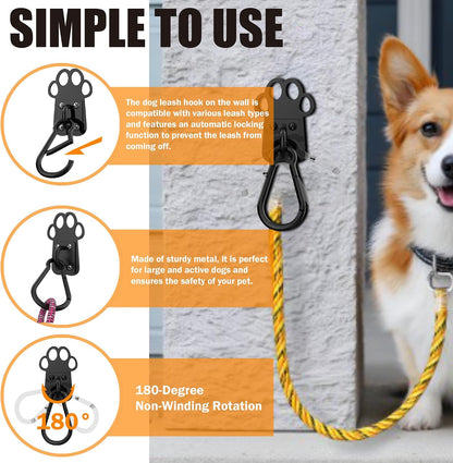 XIAOXINGYUN Heavy-Duty Indoor and Outdoor Dog Leash Holder for Wall – Automatic Closing Dog Leash Hook, Secure and Escape-Proof Hook for Lead Management, Easy to Install for Home & Business