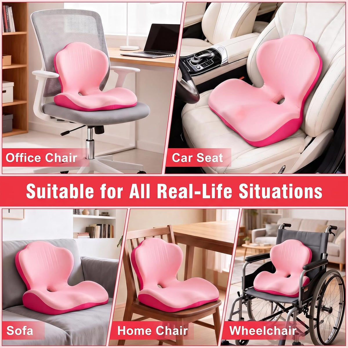 Car Seat Cushion Office Chair Cushion with Lumbar Support Pillow