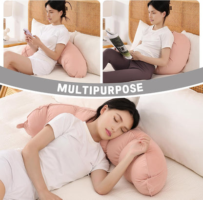Peallow(Pat. Pend) – Long Round Body Pillow for Adults, Bolster Pillow for Sleeping, Soft and Supportive Pillow for Sleeping & Lumbar Support (Green-White, 29.5")