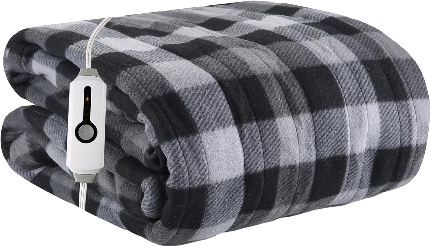 Soypipo Electric Heated Throw Blanket 50"x60", Faux Fur Plush with 4 Heat Settings & 2/4/8/10H Auto Shut-Off, Overheat Protection, Machine Washable, for Office & Chair, Dark Grey