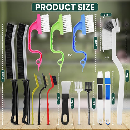 8 Pcs Crevice Cleaning Brush Set – Hard Bristle Cleaning Tools for Grout, Gaps & Narrow Spaces – Multi-Purpose Grout Brush, for Cleaning Bathroom, Shower, Window Tracks, Kitchen | Multi-Purpose Grout Brush for Bathroom, Shower, Window Tracks & Kitchen