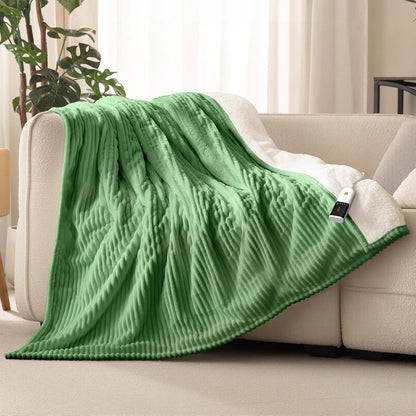 Heated Throw Blanket, 5 Heat Levels, 3 Hours Auto-Off, White | ETL & FCC certified, 50" × 60", OEKO-TEX fabric, machine washable, 100W low energy