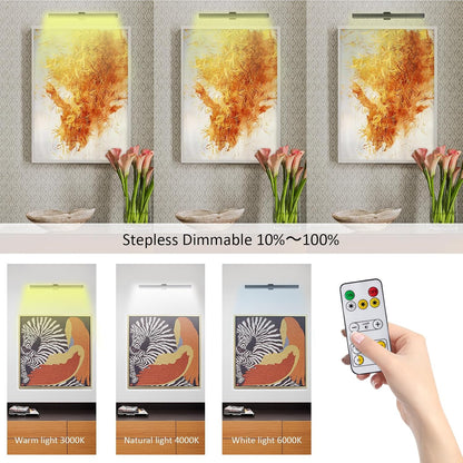 MIOBLUE Rechargeable Picture Lights with Remote,Full Metal Painting Light Display LED Battery Lamp with 3 Lighting Modes, Dimmable Dartboard Light with Timer for Frame Portrait Art