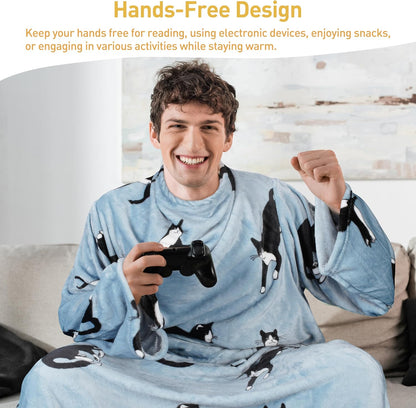 Catalonia Wearable Blanket with Sleeves & Foot Pocket for Adults | Soft Fleece Throw Wrap with Hands-Free Comfort, Perfect for Reading, TV Time & Relaxing, Christmas Gift for Women & Men