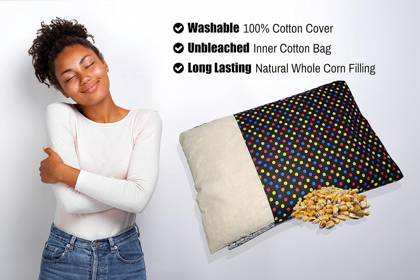 Microwavable Corn Filled Heating Pad and Cold Pack/Washable 100% Cotton Cover (Cross Hatch - Mint, 7.5in W x 11in L)