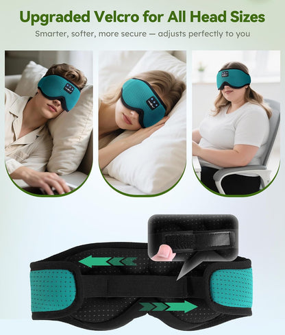 MUSICOZY 3D Sleep Headphones Bluetooth 5.4 Sleep Mask with HD Speakers