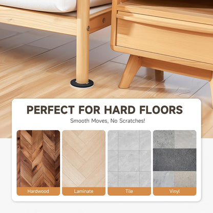 CO-Z Felt Furniture Sliders - 16 Pack with 8 Plastic & 8 Felt Sliders, 3 1/2" Reusable Furniture Sliders for Carpet Hardwood Floors, Heavy-Duty Furniture Gliders Movers, Moving Pads for Hard Surfaces