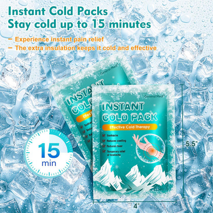 General Medi Instant Ice Cold Pack (4”x 5.5”) – 25 Packs Disposable Cold Therapy Ice Packs for Pain Relief, Swelling, Inflammation, Sprains, Toothache – for Athletes & Outdoor Activities