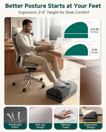 Snailax Heated Foot Rest Under Desk, Adjustable Height Foot Stool with Heat