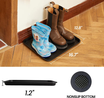 WATANIYA PET Boot Tray for Entryway Indoor, Heavy Duty Shoe Mat Tray 2 Packs, 16.7"x12.8" Waterproof Shoes Trays with Raised Edge, Outdoor Multi-Purpose Mats for Boots, Garden, Pets