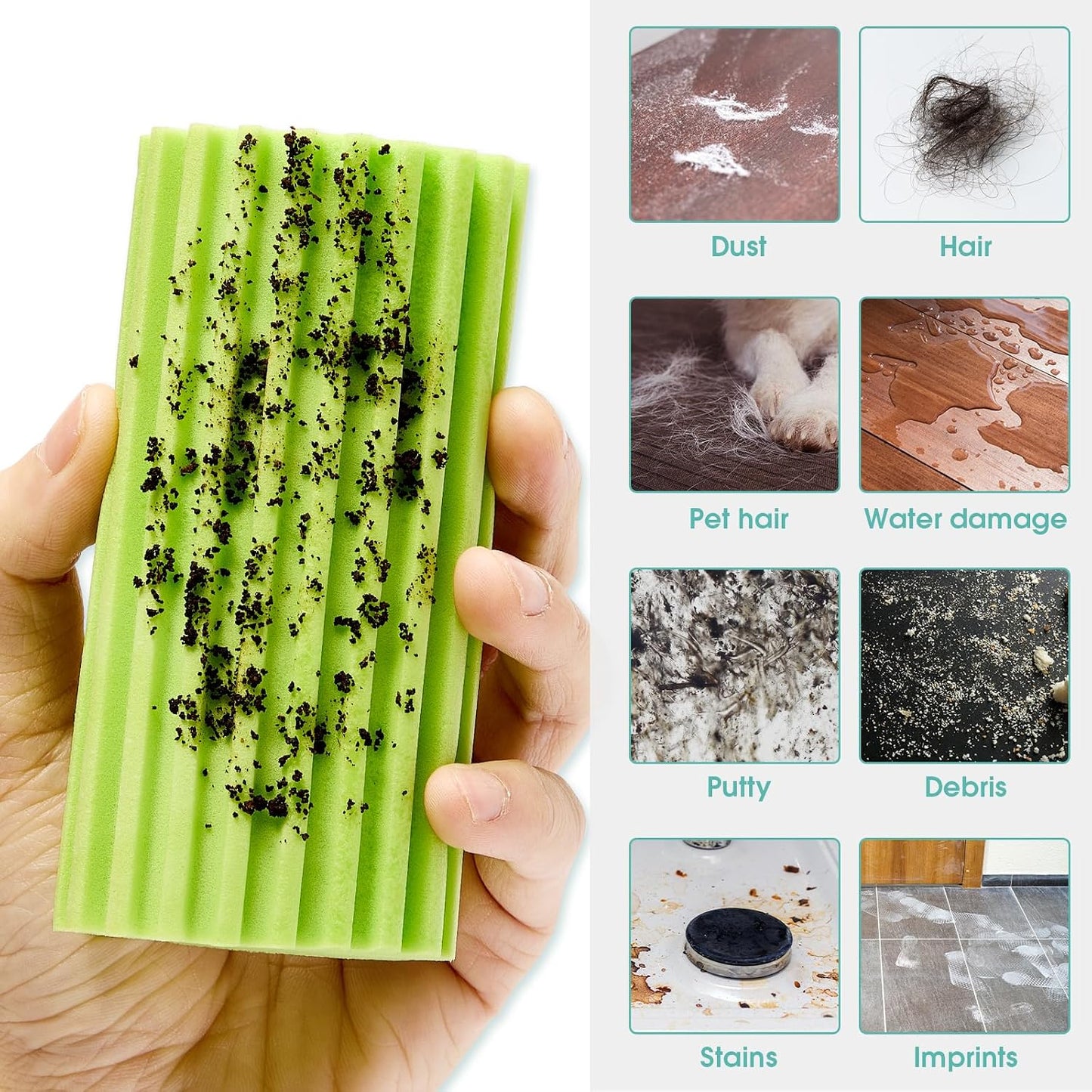 4 Pack Damp Dusting Sponge Duster, Grey Dust Cleaning Sponge, Reusable Household Cleaning Sponge Tool for Blinds, floorboards, Fan Blades, Vents, Glass, Railings, Mirrors