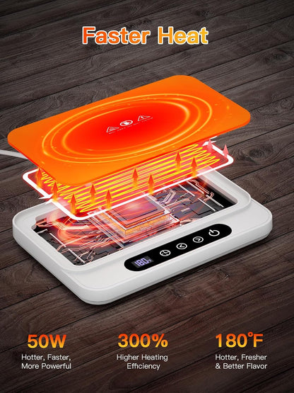 Misby Coffee Mug Warmer, 50W Large Heating Panel Mug Warmer with 6-Temp Settings, 8H Auto Shut-Off, 12H Timer, Ultra-Thin Design, Coffee Warmer for Desk, Ideal for Home, Office, and Travel (Black)