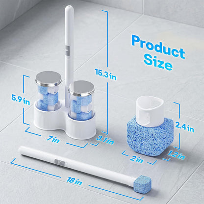 Pumice Stone Toilet Bowl Cleaner 8Ct, 18in Extra Long Handle | 18in Extra Long Handle, One-Touch Ejection, Hard Water Stains Ring Limescale Remover, Toilet Bathtub Grill Pool Sink