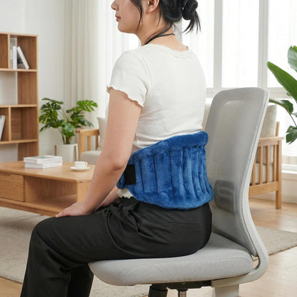 Fiyelep Microwavable Flaxseed Heating Pad, Hot Cold Reusable Therapy Wrap, Multi-Chamber Even Warmth, Soft Flannel Cover, Flexible Pack for Neck Shoulder Back Abdomen, Navy Blue