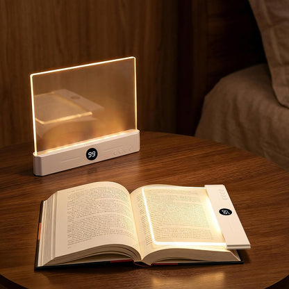 Book Light, Rechargeable LED Book Light for Reading in Bed, Clear Flat Panel Full Page Light, 3 Color Temperatures &Timer, Eye-Caring Night Reading Lamp, Book Gifts for Readers Women Kids