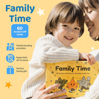 Family Time 60 Scratch-Off Activity Cards with Day & Night Markers – Fun Family Games for Kids & Parents – Screen-Free Adventure Ideas & Unique Gift for Christmas,Birthday,Stocking Stuffers & Holidays