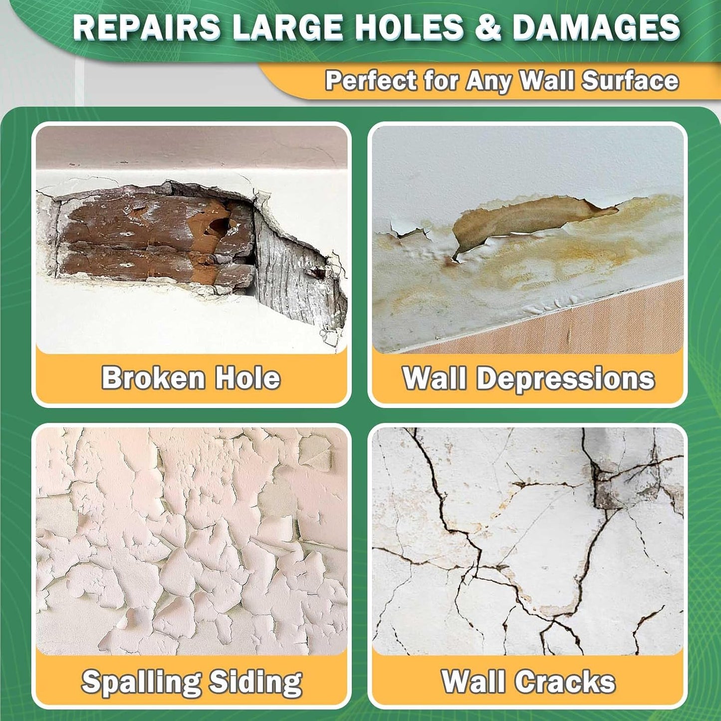 12 X 12 Inch Drywall Repair Kit - Heavy Duty Self-Adhesive Mesh Drywall Patch Kit for Large Holes, Quick & Easy Wall Patch Repair kit for Wall and Ceiling (Repair 5)