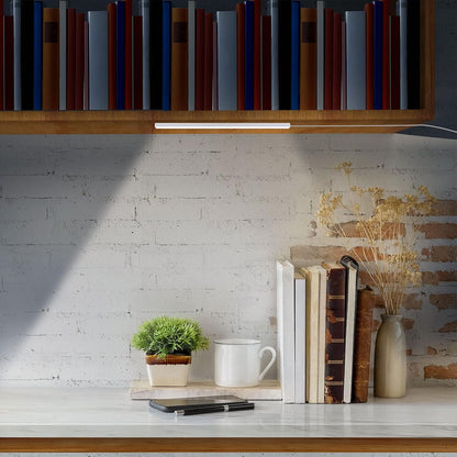 DWEPTU USB Powered Under Cabinet Lighting, 12" Tool-Free Mount Dimmable LED Strip for Pantry & Workspace