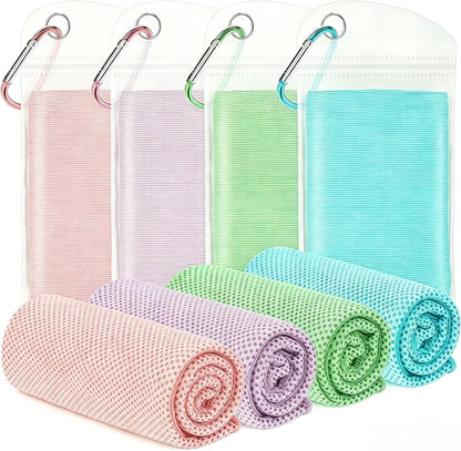 Cooling Towels 8 Pack(40"x12")for Neck and Face, Cooling Neck Wraps for Gym | Sweat wicking, Quick dry, Breathable, Reusable, Absorbent, Cold Towel for Running, Yoga, Travel, Climbing