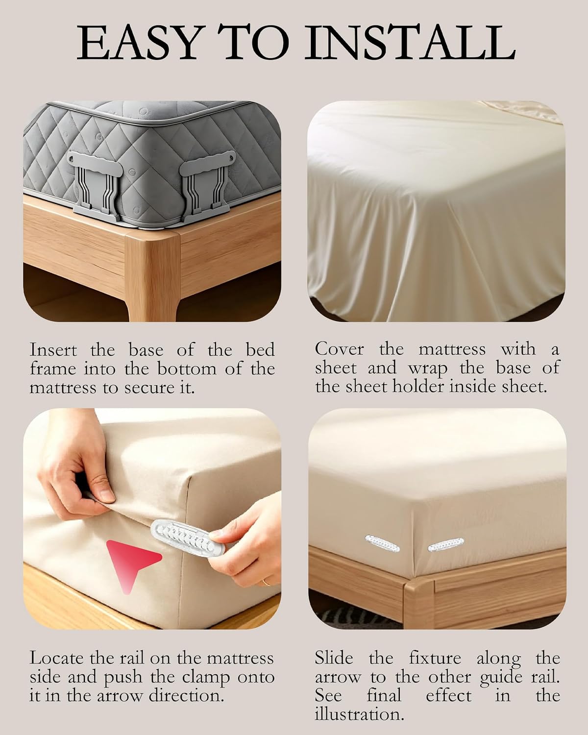 Bed Sheet Grippers 4pc Upgrade for Corners,NonSlip Heavy Duty Sheet Holders
