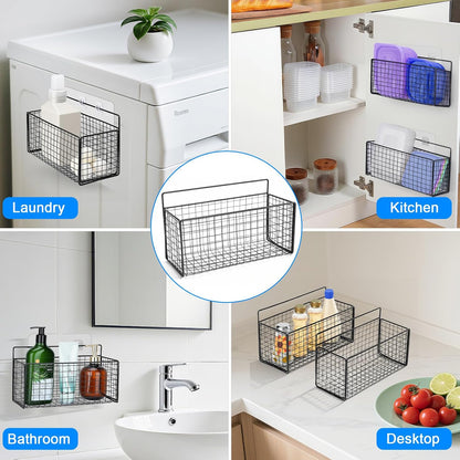 2 Pack Large Adhesive Kitchen Cabinet Door Organizer - Lid Organizer Inside Cabinet Wall Mounted Pantry Door Caddy for Kitchen Containers Lid Kitchen Under Sink Basket