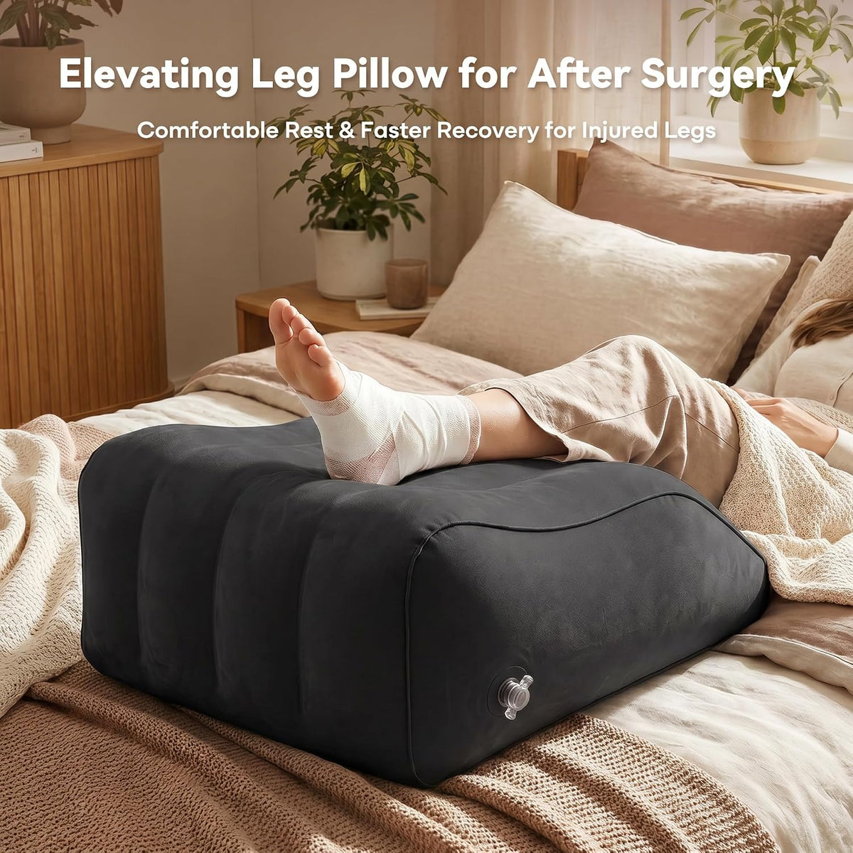 Inflatable Leg Elevation Pillow, Gray