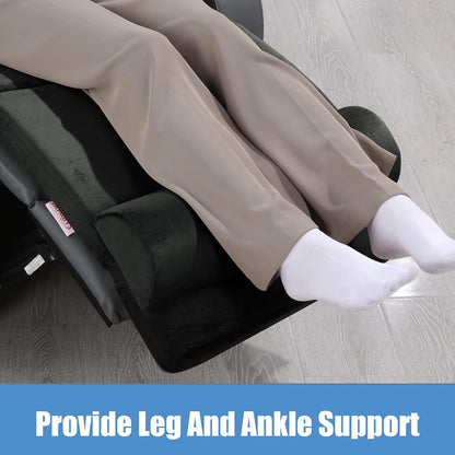 HOMBYS 5-in-1 Recliner Seat Cushion for Elderly+Lumbar Support Pillow + Leg Pad, with Adjustable Half Moon Neck Pillow & Footrest, Foam Filling with Velvet Fabric, Thick & Non-Slip, Brown