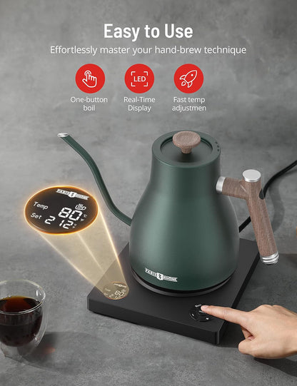 Electric Kettle Temperature Control, 1.7L Large Electric Tea Kettle, 4H Keep Warm Hot Water Boiler with 6 Presets, LED Screen Electric Kettles for Boiling Water, Boil-Dry Protection