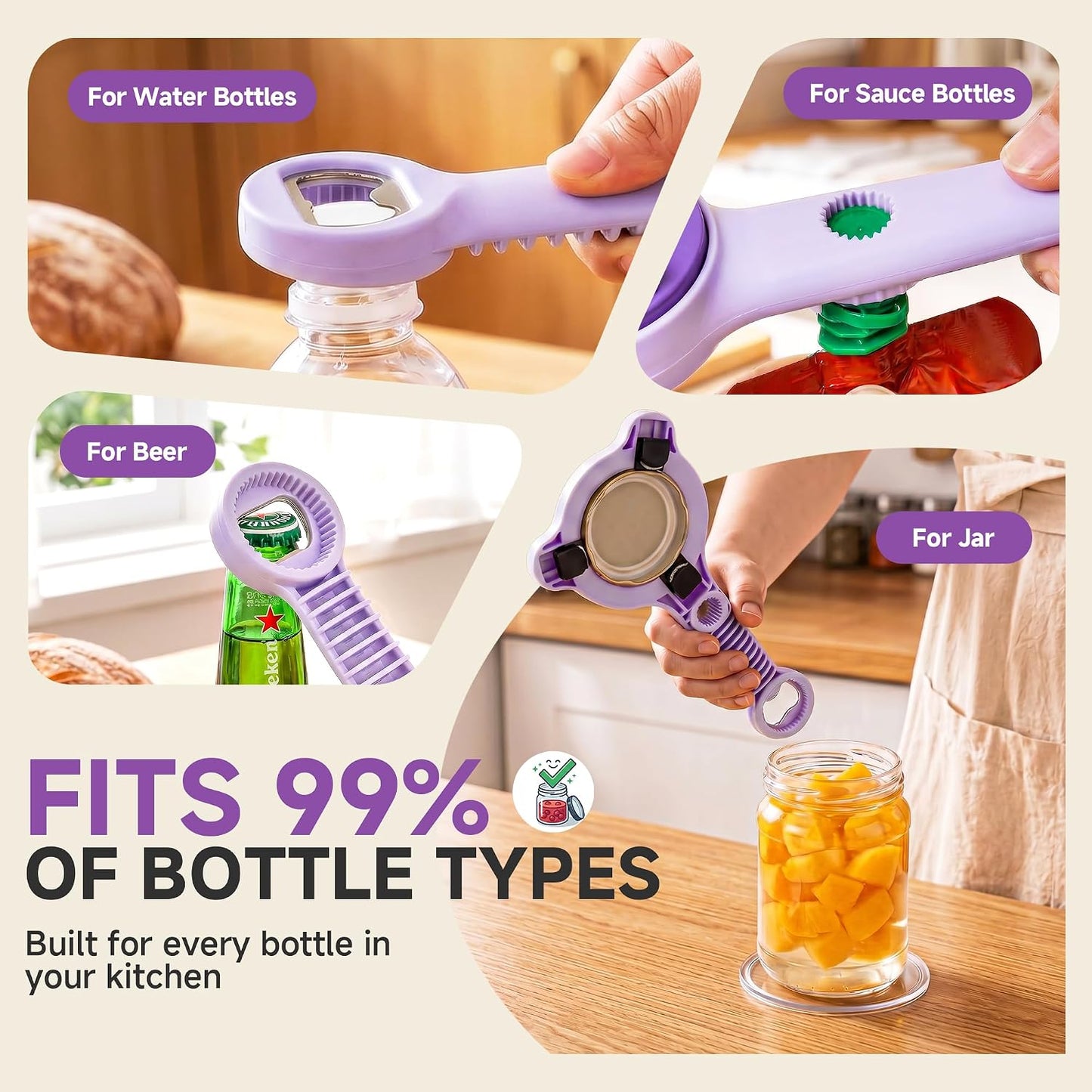 2026 Upgraded 4-in-1 Jar Opener - Adjustable Stainless Steel Lid Remover for Seniors & Arthritis Sufferers, Fits Kitchen Jars, Bottles & Cans Blue