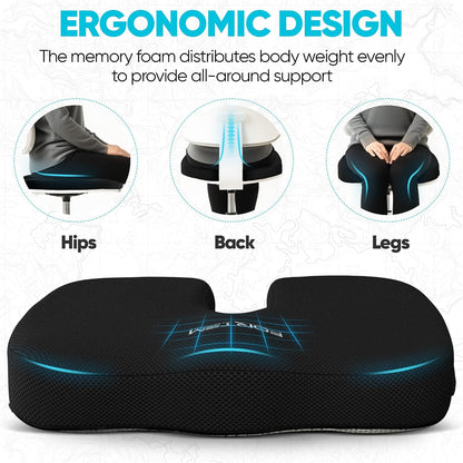 FORTEM Seat Cushion, Office Chair Cushion for Tailbone Sciatica Pain Relief