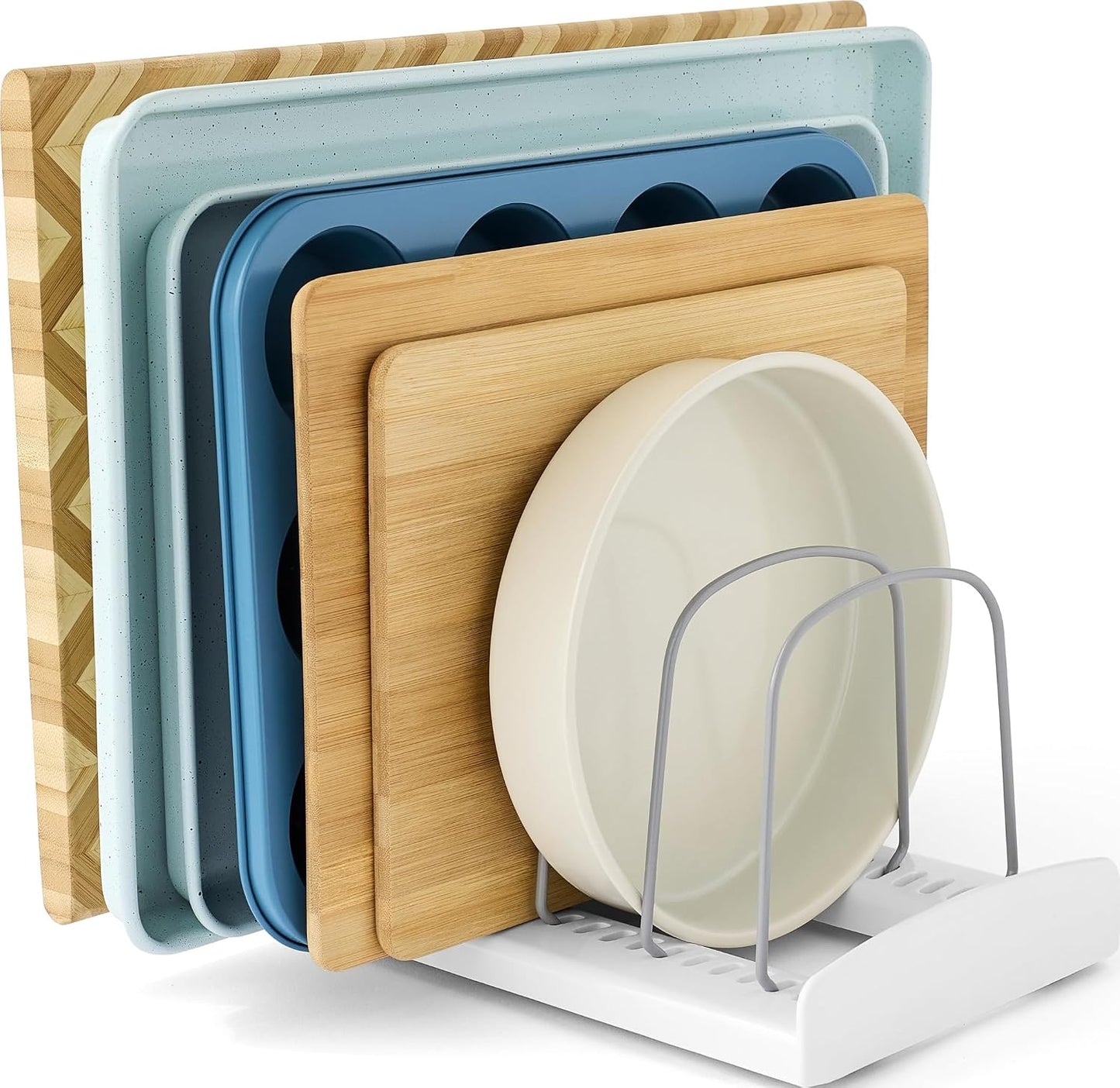 YouCopia StoreMore Bakeware Rack, Adjustable Dividers, Baking Pan Organizer