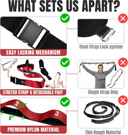 Stretch Strap with Loops Physical Therapy - Full Body Exercise Straps for Stretching with Detachable Foot - Leg & Calf Stretcher for Plantar Fasciitis, Physical Therapy, Pain Relief, and Flexibility