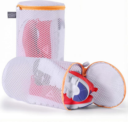 Shoe Washing Machine Bag, Laundry Bag for Sneakers, Orange, 7x15 | Bag to Wash Shoes in Washer and Dryer, for Tennis, Footwear, Trainers, Slippers, Prevent Tangling, Honeycomb Mesh