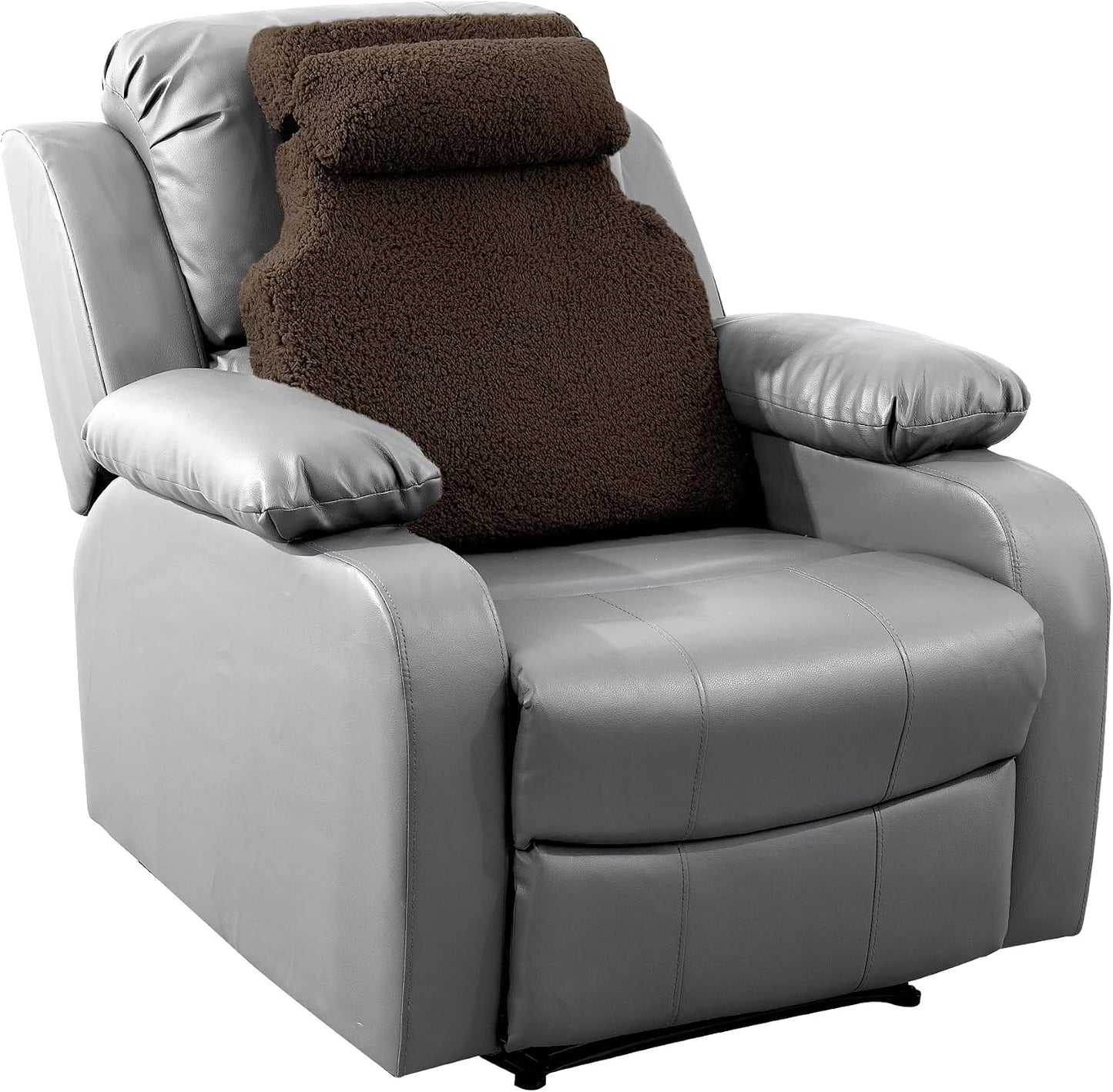 HOMBYS Sherpa Fleece Lumbar Support Pillow with Headrest for Recliner,Memory Foam Recliner Chair Cushion for Back Pain,Big High Back Support for Recliner with Chair Headrest for Elderly (Khaki)