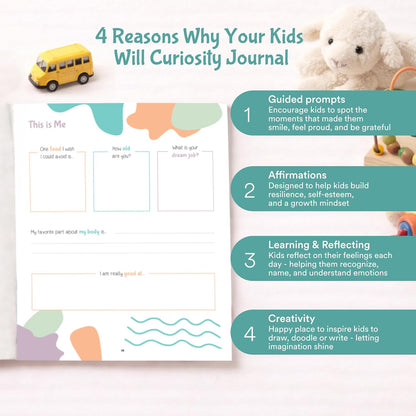 Sonder Kids Wellness Gratitude Journal - Kids Journal for Girls and Boys, Hands-On Activities like Crosswords, Coloring and Nature Prompts, Undated, Ages 6-12, 56 pages