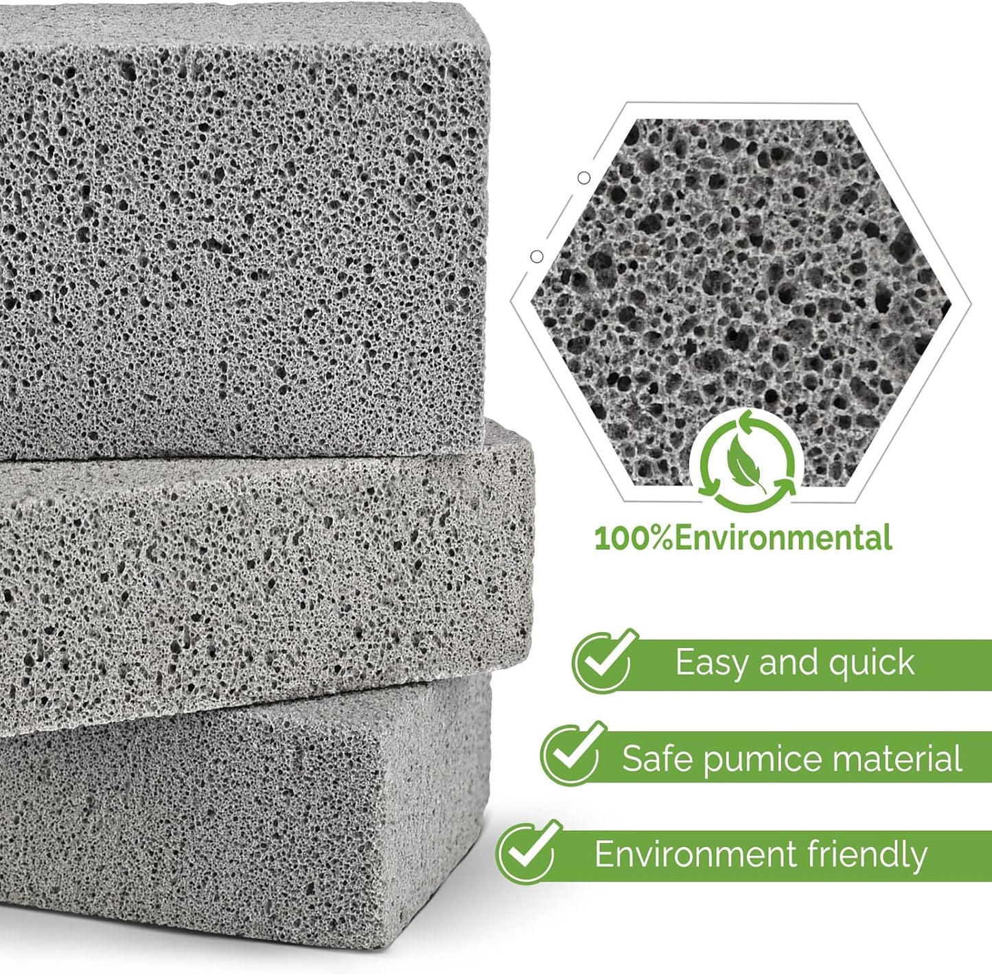 Maryton Grill Stone Cleaning Brick - Griddle Grills Cleaning Kit Block Pumice Stone for Removing Stains BBQ Grease, 3 Count | Pumice Brick for Removing Stains BBQ Grease of Griddle