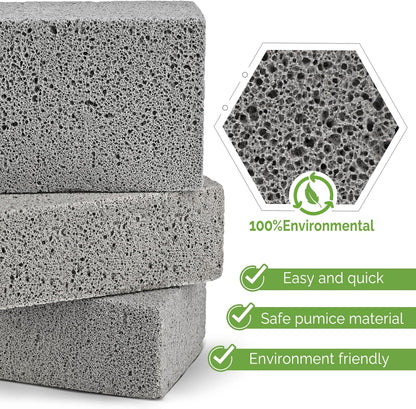 Maryton Grill Stone Cleaning Brick - Griddle Grills Cleaning Kit Block Pumice Stone for Removing Stains BBQ Grease, 3 Count | Pumice Brick for Removing Stains BBQ Grease of Griddle